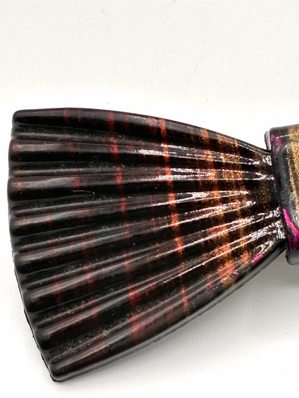 Vintage Taiwan Bow Barrette Hair Clip Retro Black Gold Tone Ribbed Bow - Picture 4 of 10